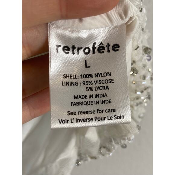 Retrofete Michal Beaded Sequin Crop Top Drape Neck Evening Party Bridal Size L - Picture 7 of 9